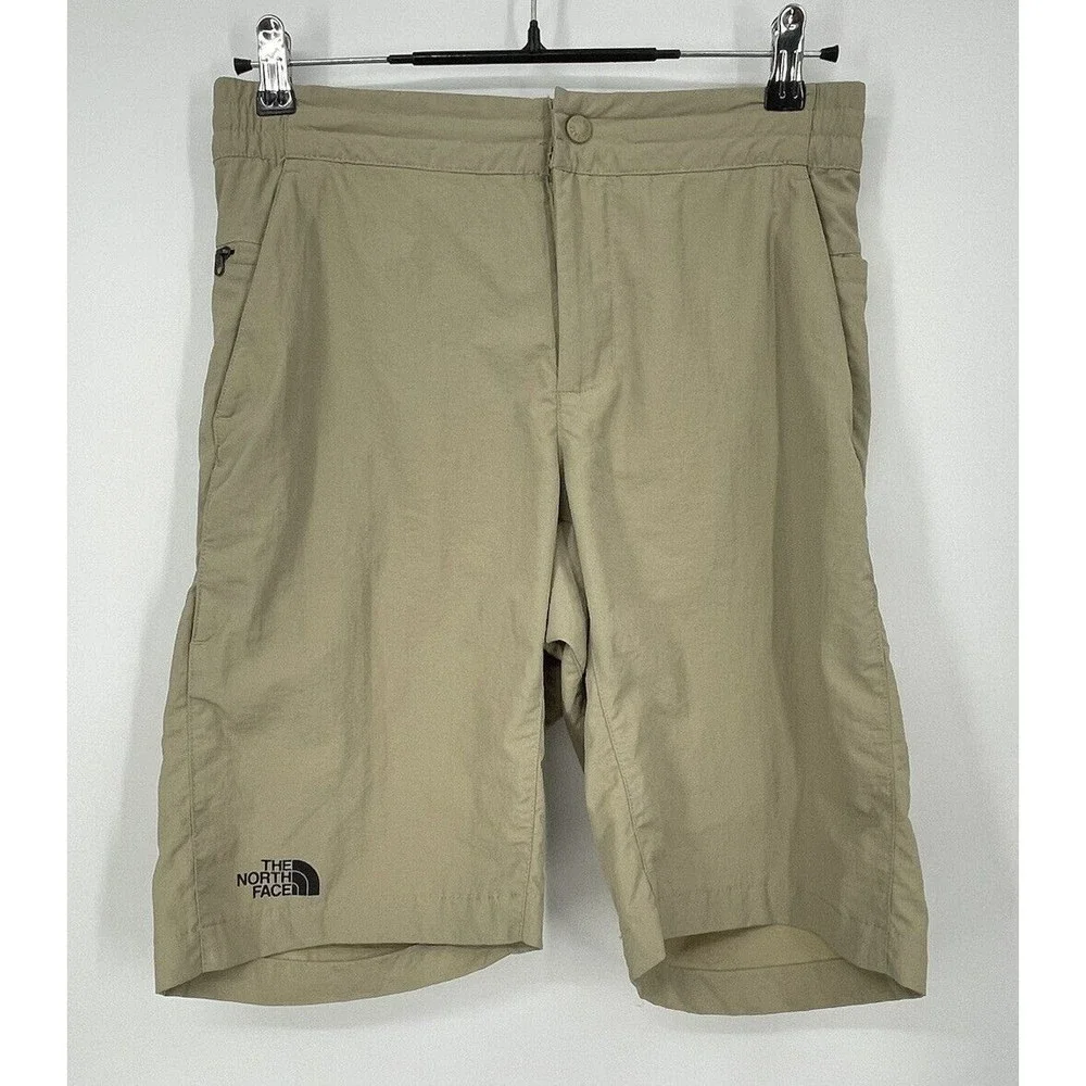 The North Face Mens Khaki Cargo Shorts‎ Zip Fly Elastic Waist Pockets Outdoor